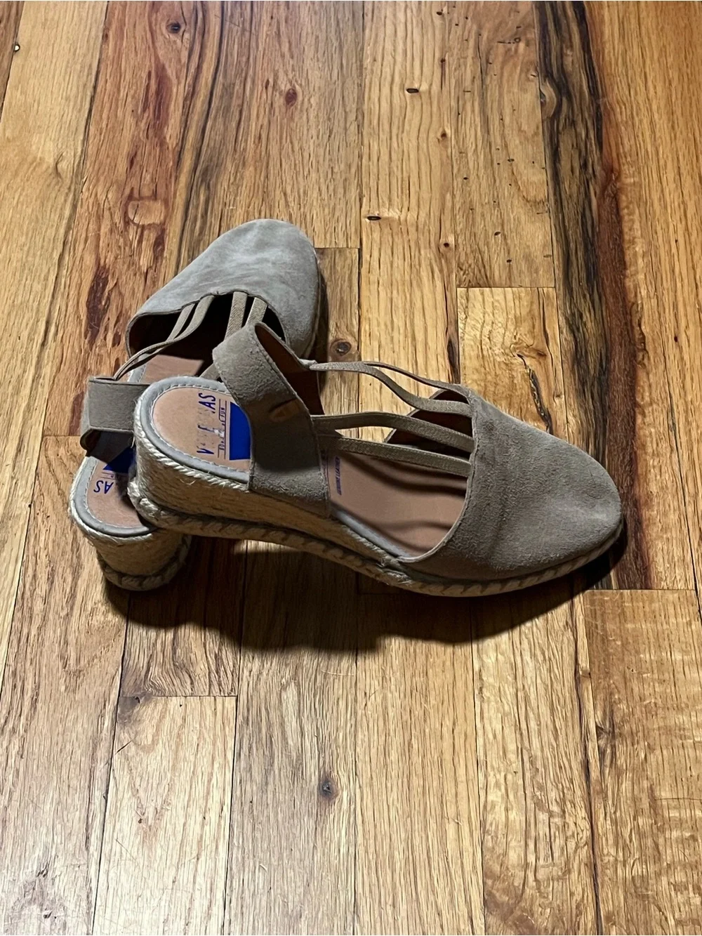 Verbenas Gray Suede Strappy Espadrille Wedges - Size EU 40 (approx size US 9)